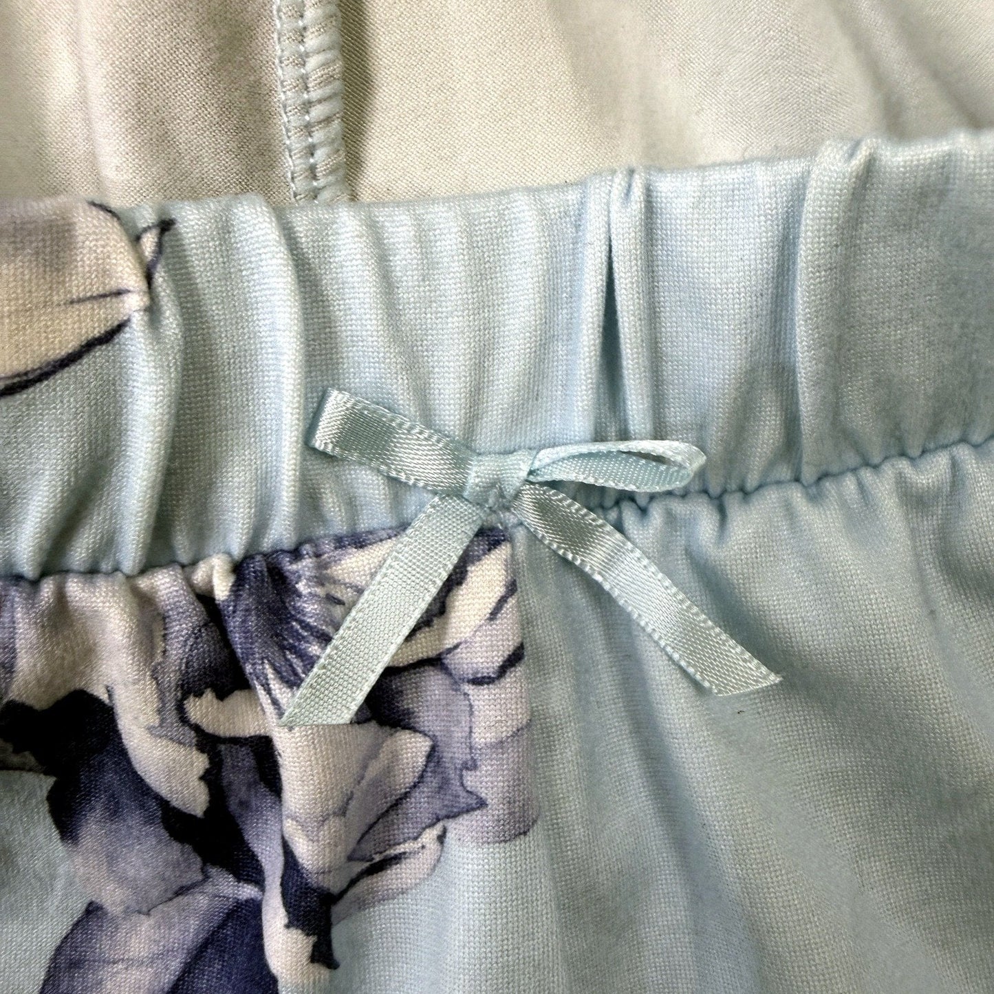 Serra Womens Floral Print Elastic Waist Casual Pants Light Blue Navy Size 10