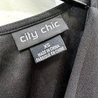 City Chic Womens Sleeveless Tie Waist Dress with Pockets Black Size XS