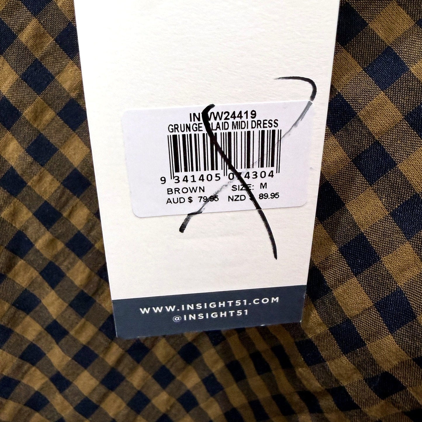 Insight Womens Grunge Laid Midi Dress in Brown, Size M NEW