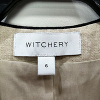 Witchery Womens Linen Sleeveless Button Front Vest in Beige, Size 6