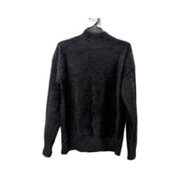 Hourglass Womens Fuzzy Mock Neck Pullover Sweater in Black, Medium Size