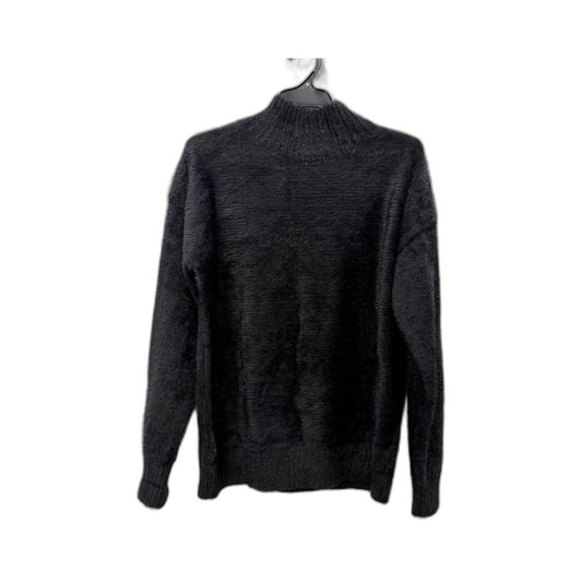 Hourglass Womens Fuzzy Mock Neck Pullover Sweater in Black, Medium Size