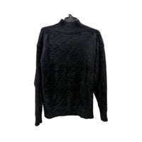 Hourglass Womens Fuzzy Mock Neck Pullover Sweater in Black, Medium Size