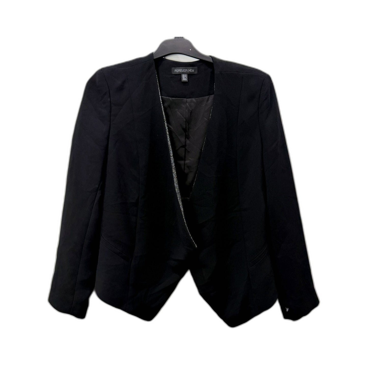 Forever New Womens Metallic Structured Blazer in Black, Size 12