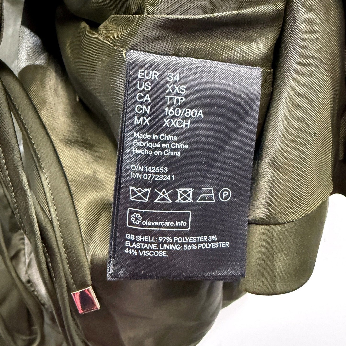 H&M Womens Dress Jacket Olive Green Lightweight Belted Trench Coat for XXS NEW