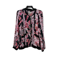Bettina Liano Womens Floral Print Jacket Lightweight Casual Multi Color Size 14