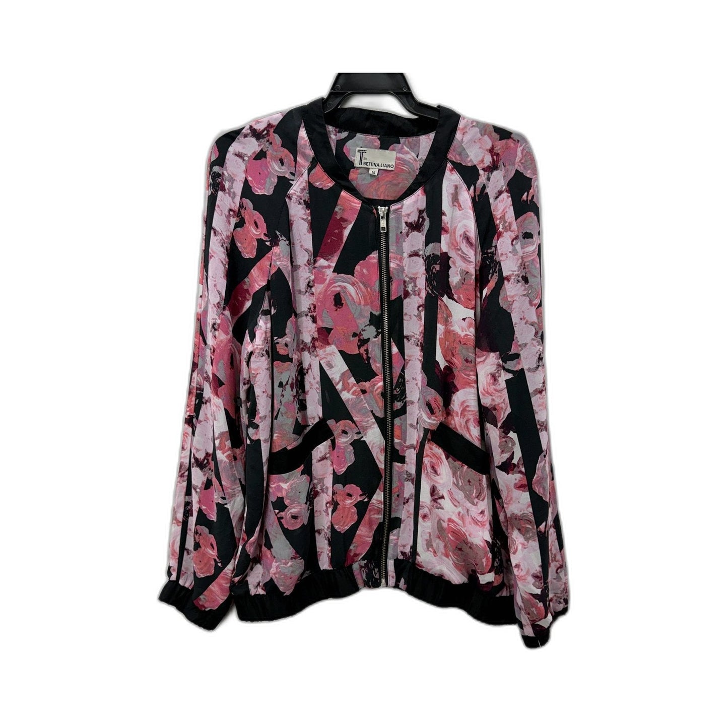 Bettina Liano Womens Floral Print Jacket Lightweight Casual Multi Color Size 14