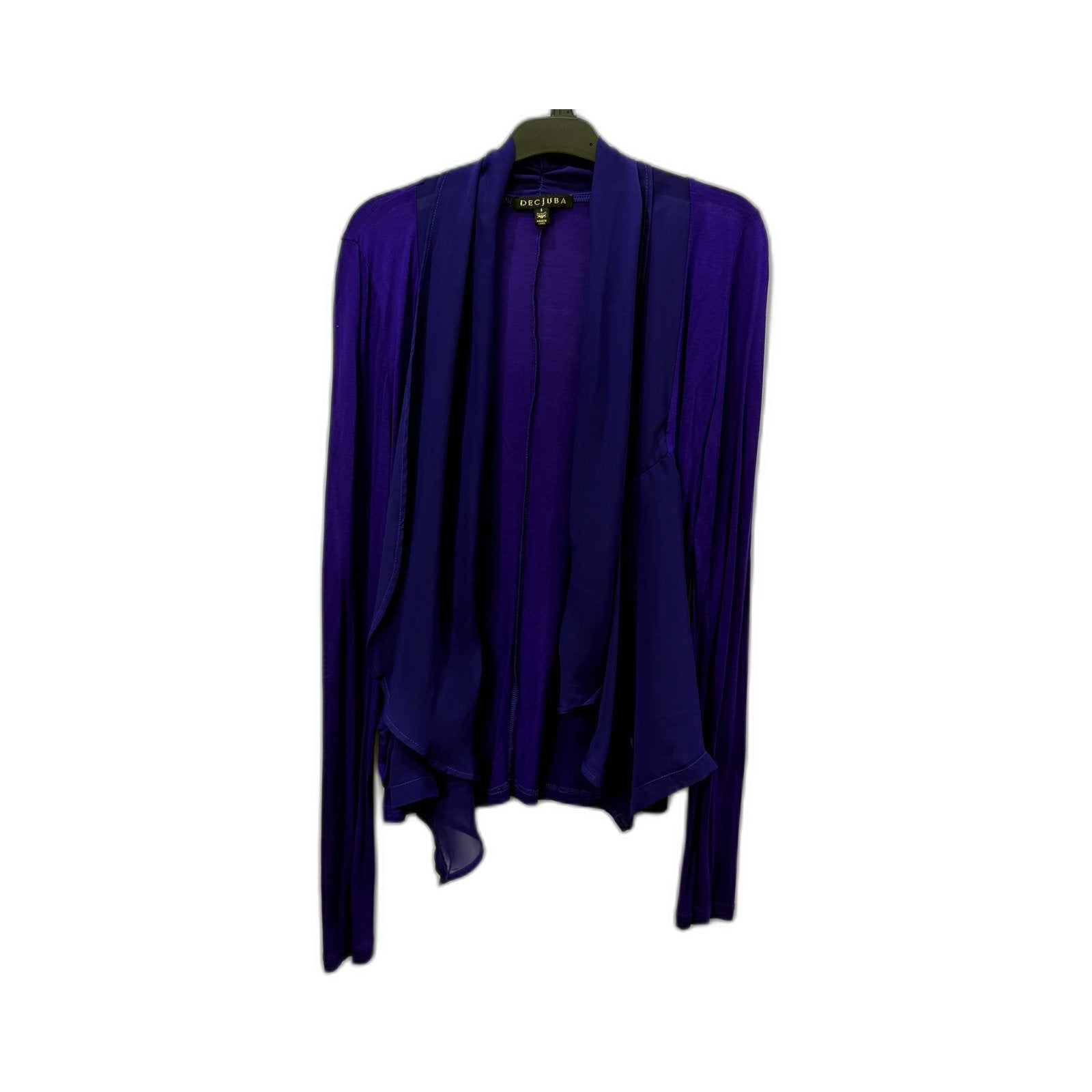 Decjuba Womens Draped Open Front Cardigan Sweater in Purple, Size S