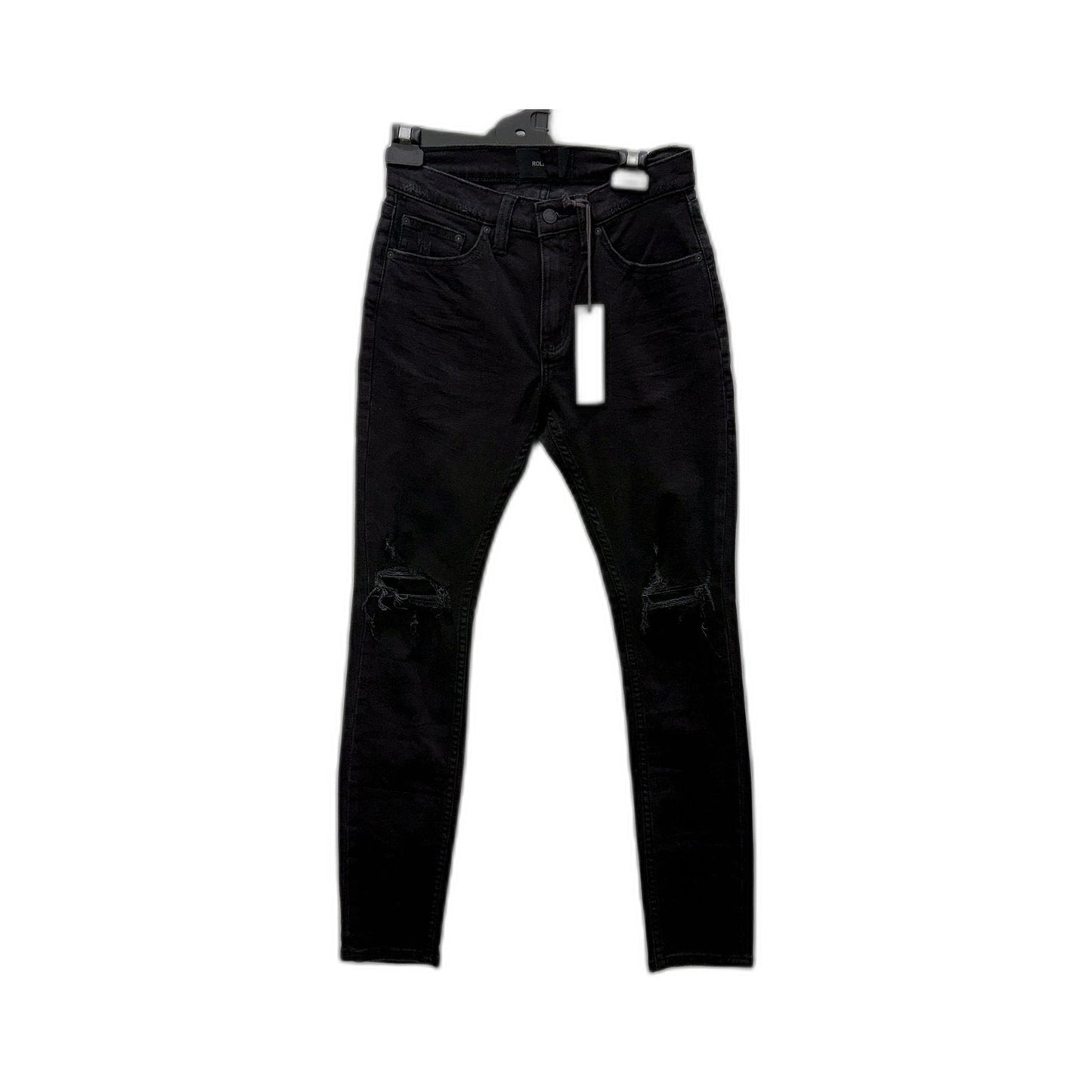 Rollas Womens Stinger Black Rip Skinny Jeans Distressed Denim Size 30/32 NEW