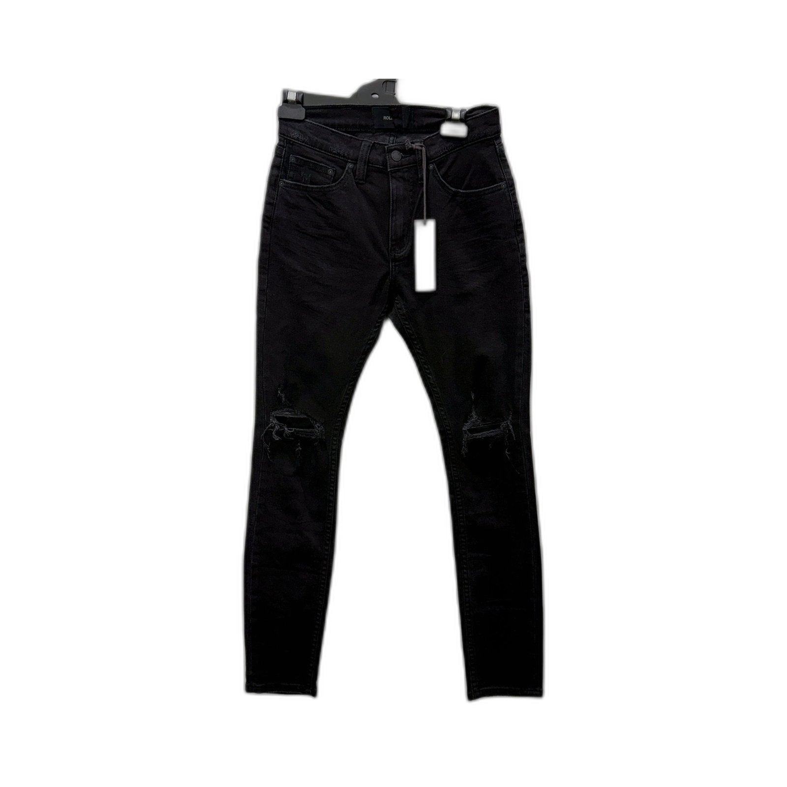 Rollas Womens Stinger Black Rip Skinny Jeans Distressed Denim Size 30/32 NEW