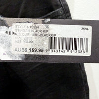 Rollas Womens Stinger Black Rip Skinny Jeans Distressed Denim Size 30/32 NEW