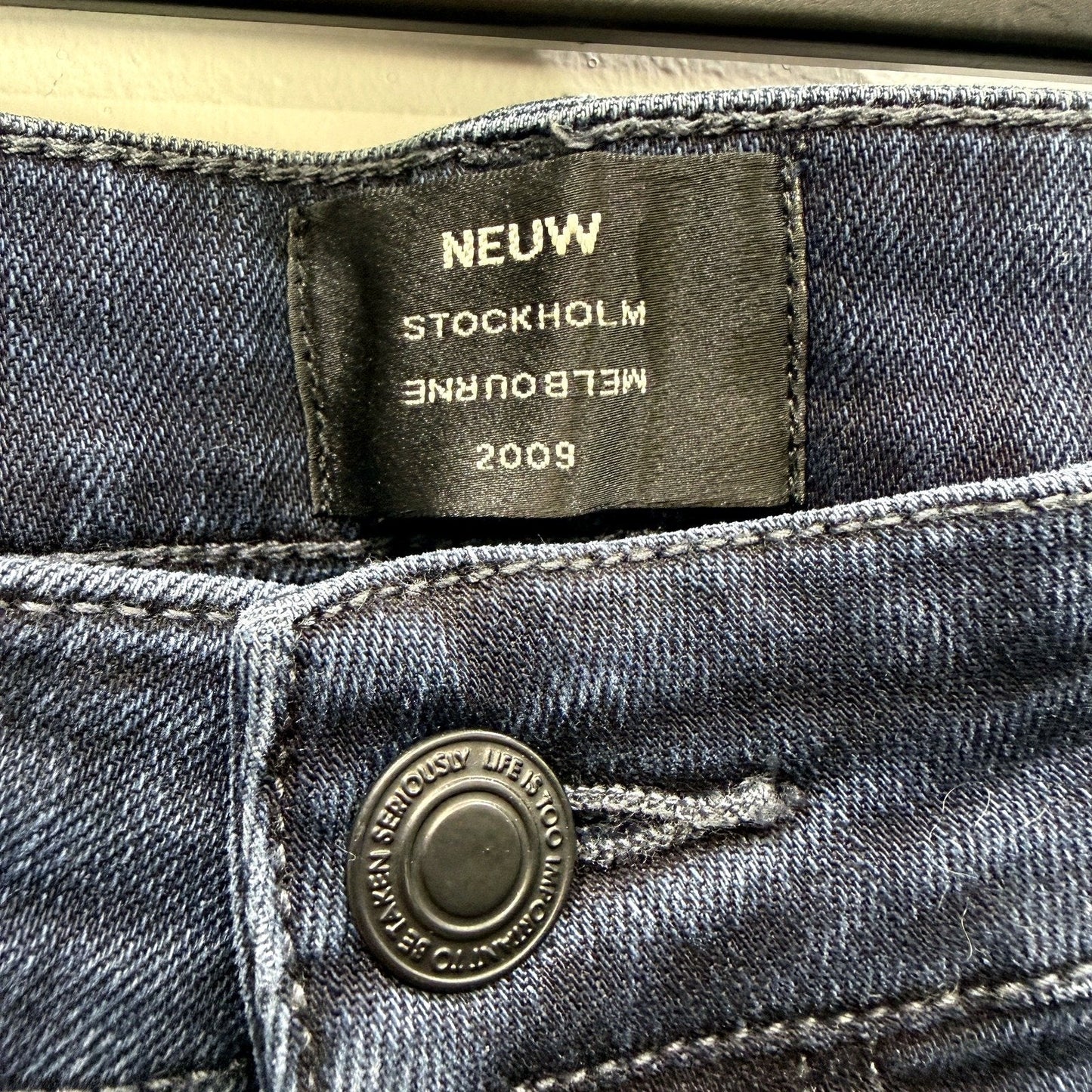 Neuw Mens Ray Tapered Skinny Jeans in Dark Blue Denim, Size 36:34 NEW