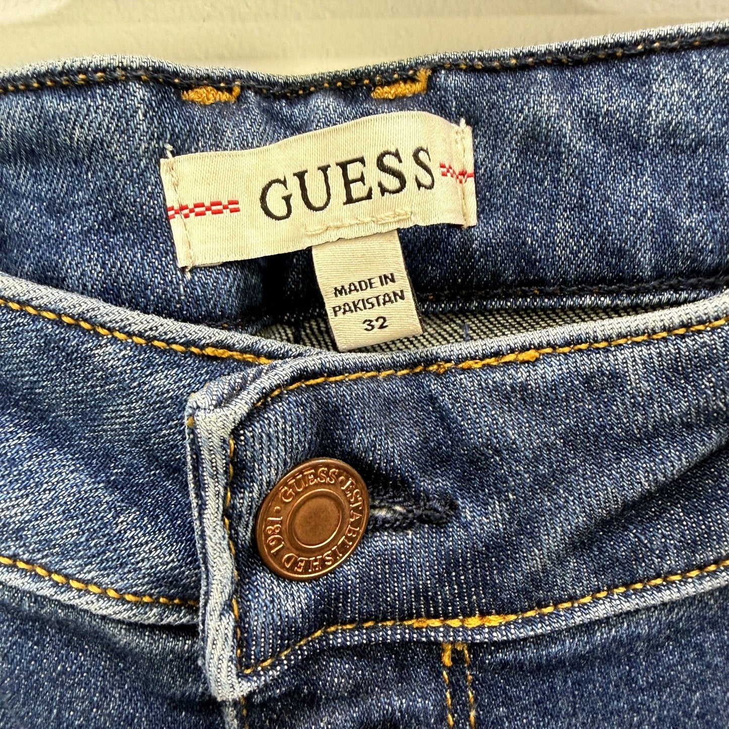 Guess Womens Annette Skinny Mid Jeans in Dark Blue, Size 32 NEW