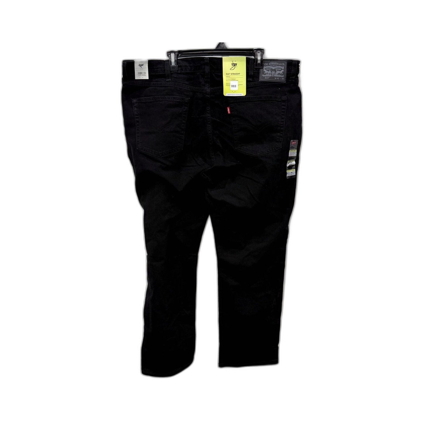 Levi's Mens 514 Straight Fit Black Cotton Stretch Jeans Size 42 x 30 NEW