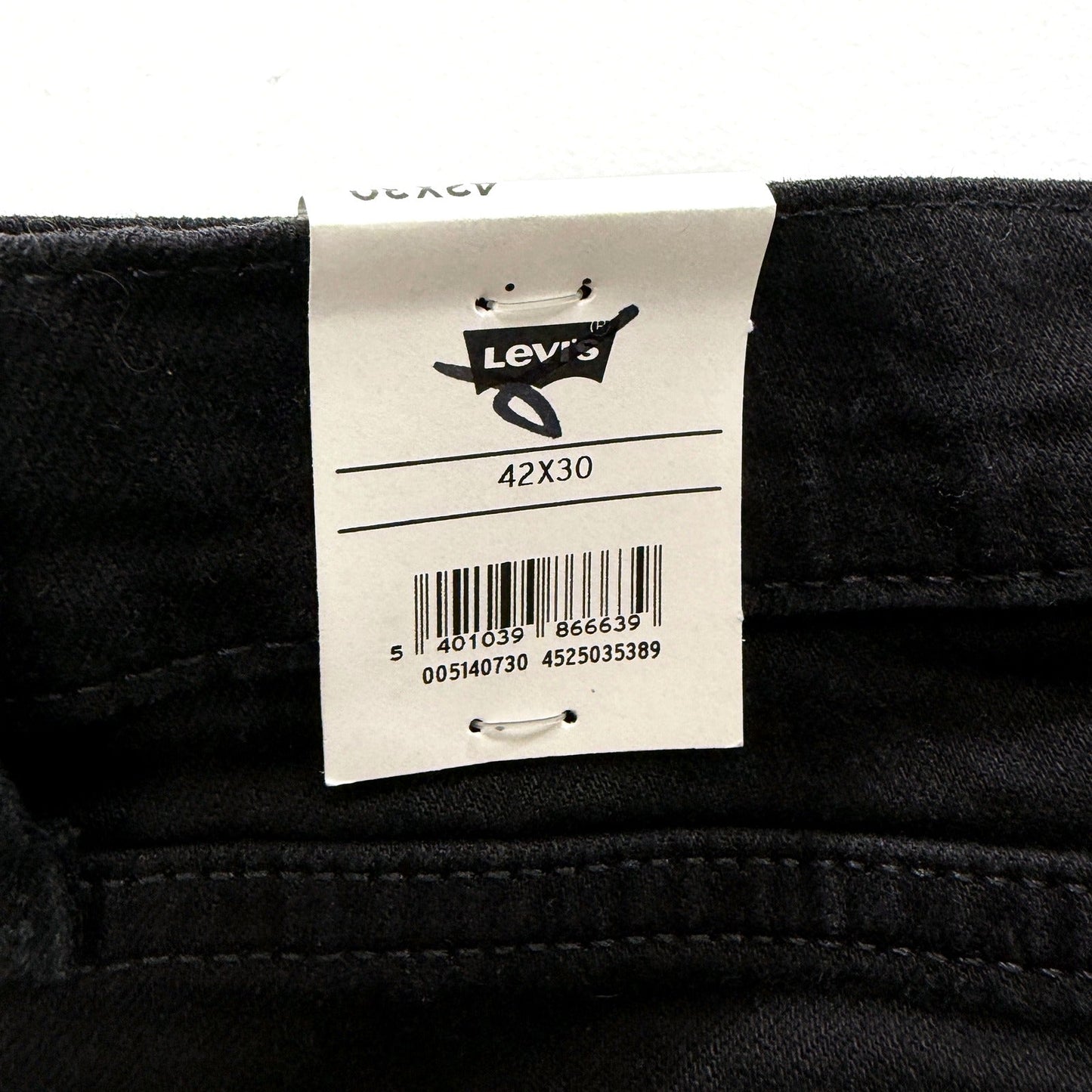 Levi's Mens 514 Straight Fit Black Cotton Stretch Jeans Size 42 x 30 NEW