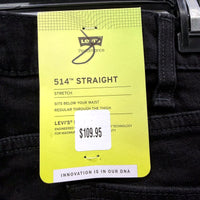 Levi's Mens 514 Straight Fit Black Cotton Stretch Jeans Size 42 x 30 NEW