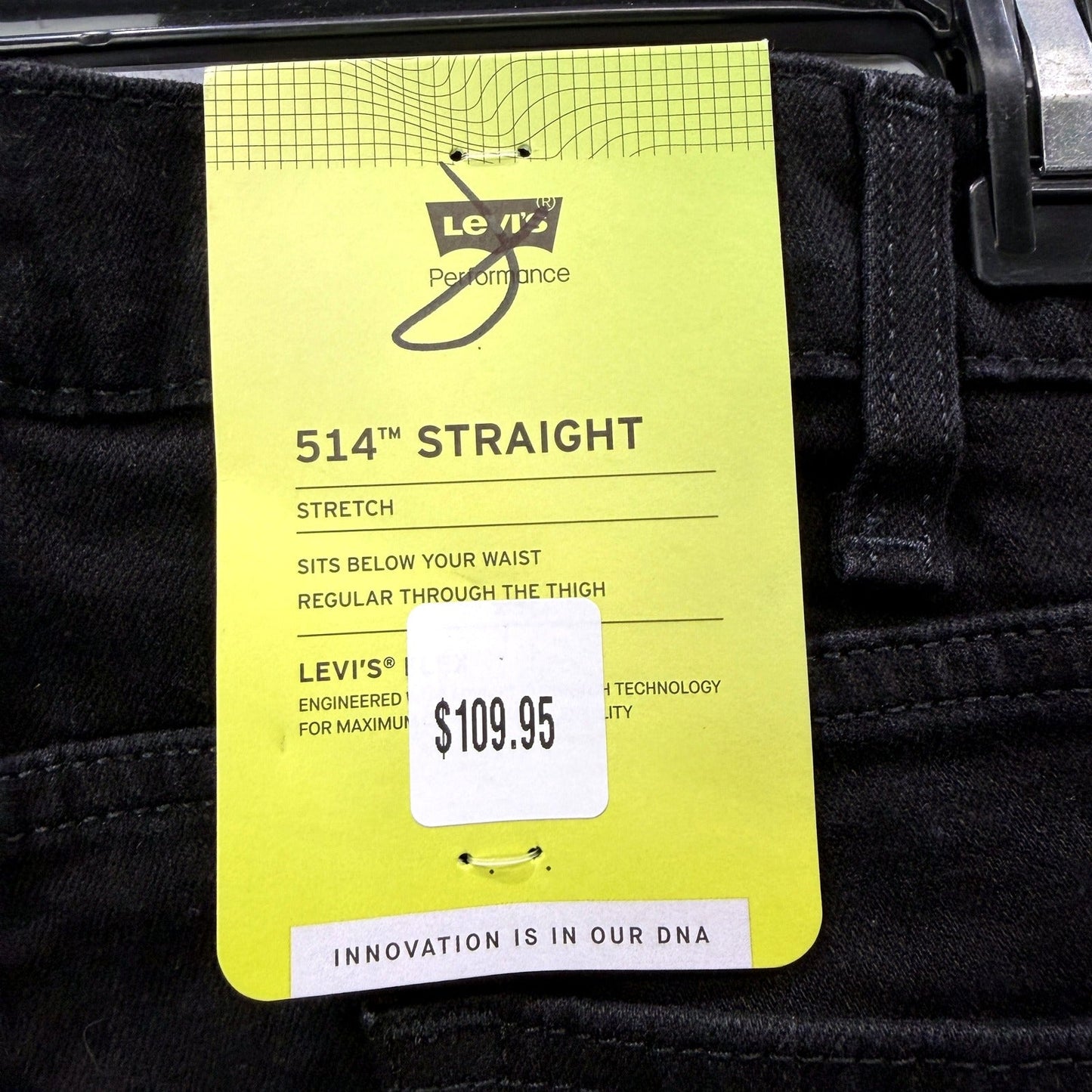 Levi's Mens 514 Straight Fit Black Cotton Stretch Jeans Size 42 x 30 NEW