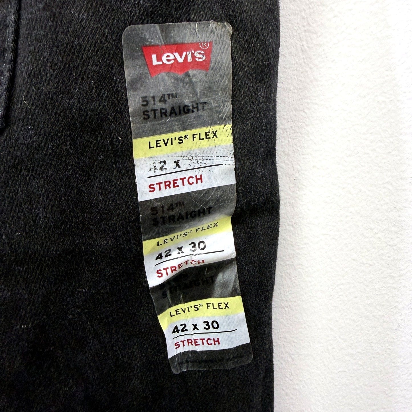 Levi's Mens 514 Straight Fit Black Cotton Stretch Jeans Size 42 x 30 NEW