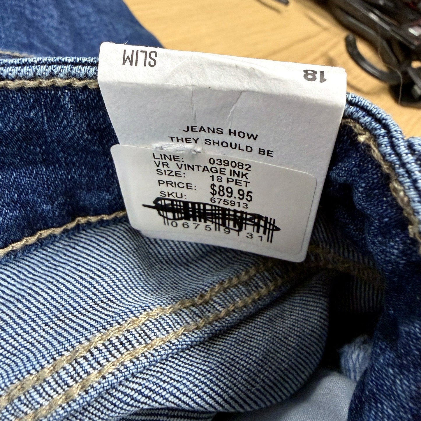 Just Jeans Womens Vintage Ink Slim Fit Dark Blue Jeans, Size 18P NEW