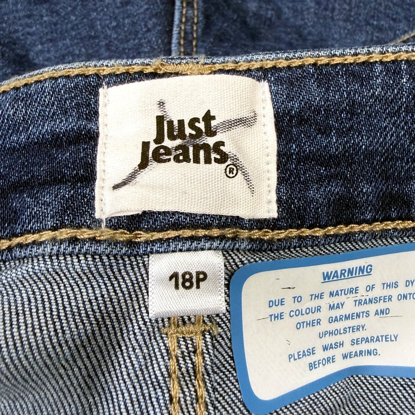 Just Jeans Womens Vintage Ink Slim Fit Dark Blue Jeans, Size 18P NEW
