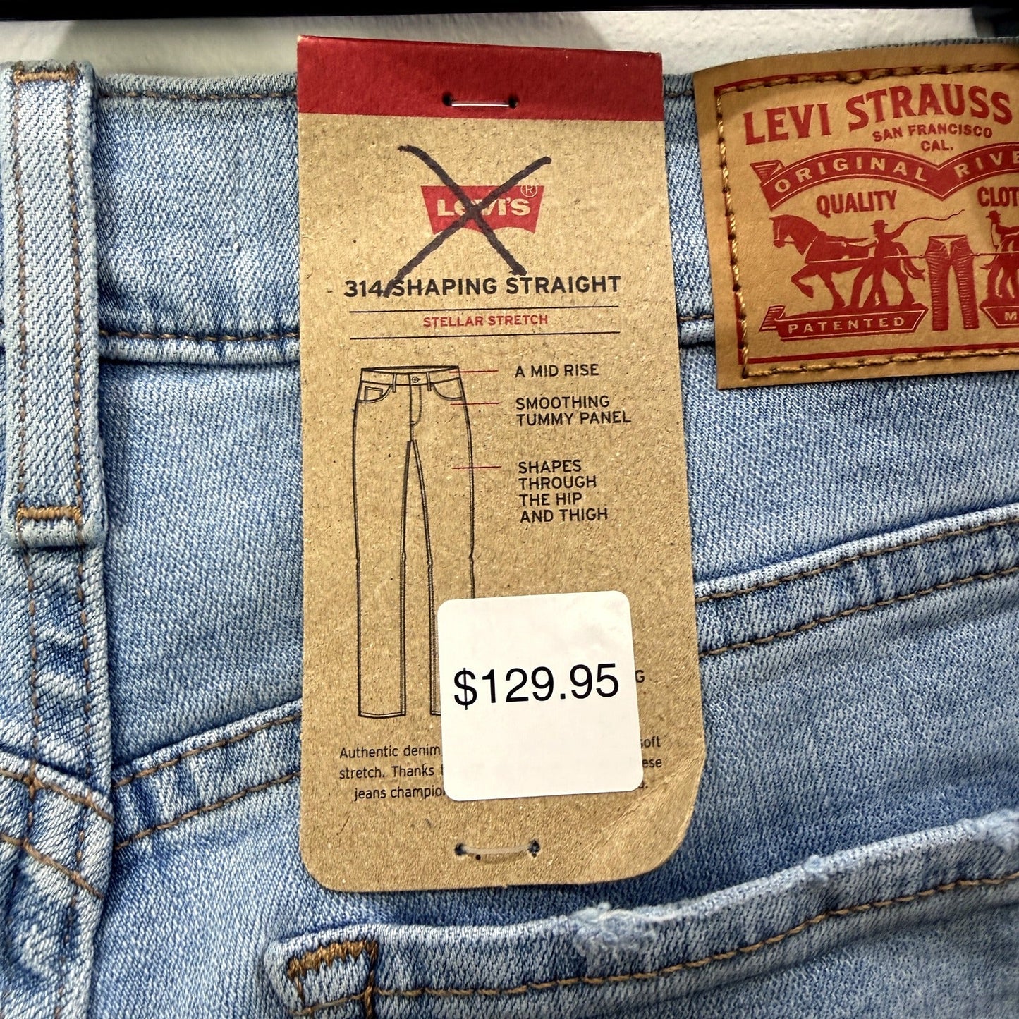 Levi's Womens 314 Shaping Straight Leg Jeans, Medium Blue, Size 29 x 32 NEW