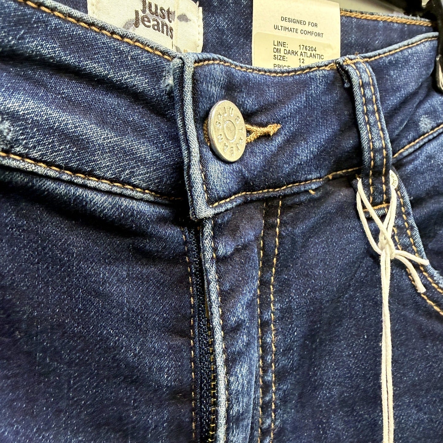 Just Jeans Womens Amaze Straight Leg Dark Blue Denim Size 12 NEW