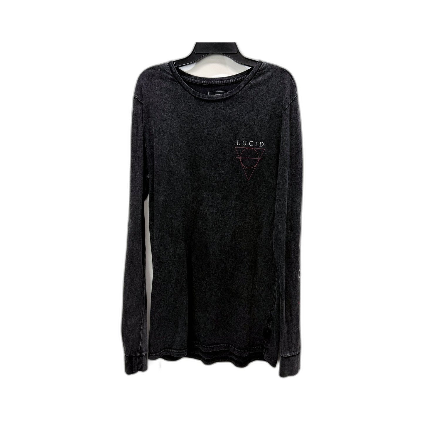 Lucid Mens Long Sleeve Graphic Tee Cotton Shirt in Black, Size S