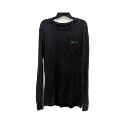 Lucid Mens Long Sleeve Graphic Tee Cotton Shirt in Black, Size S