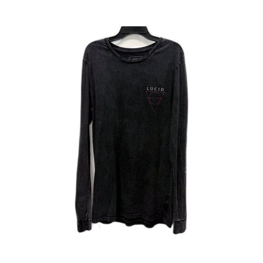 Lucid Mens Long Sleeve Graphic Tee Cotton Shirt in Black, Size S