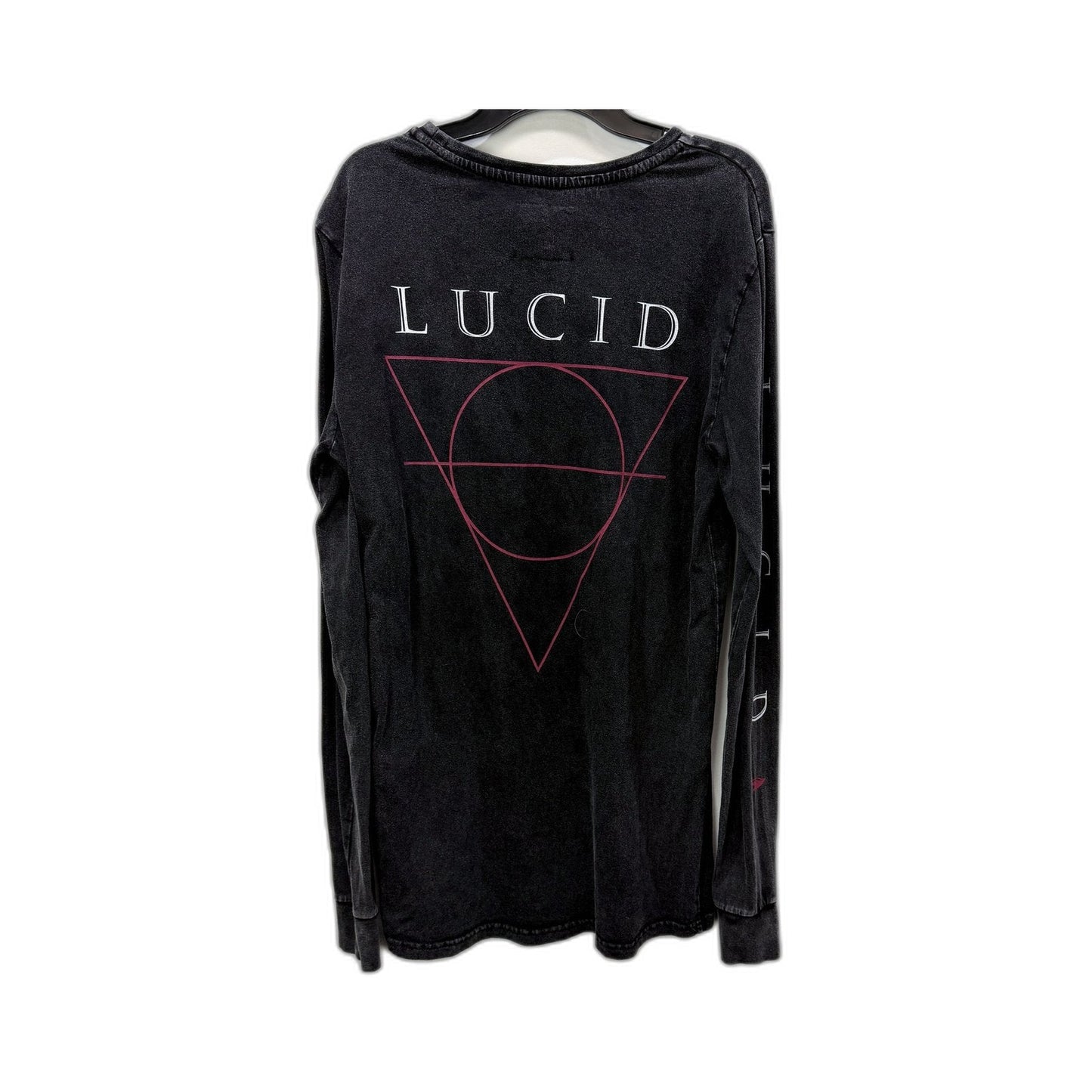 Lucid Mens Long Sleeve Graphic Tee Cotton Shirt in Black, Size S
