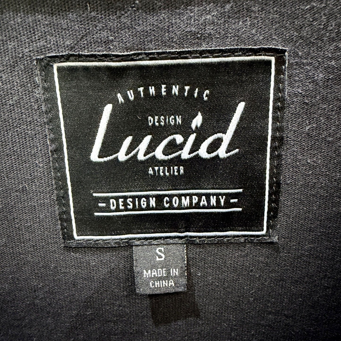 Lucid Mens Long Sleeve Graphic Tee Cotton Shirt in Black, Size S