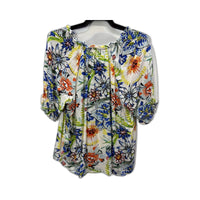 Suzanne Betro Womens Floral Print Blouse Puff Sleeve Multicolor Size 6