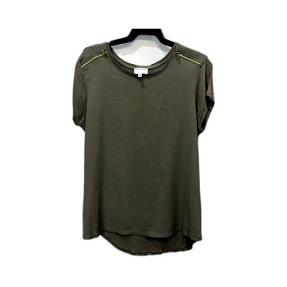 Witchery Womens Zip Shoulder Blouse Olive Green Casual Pullover Size M