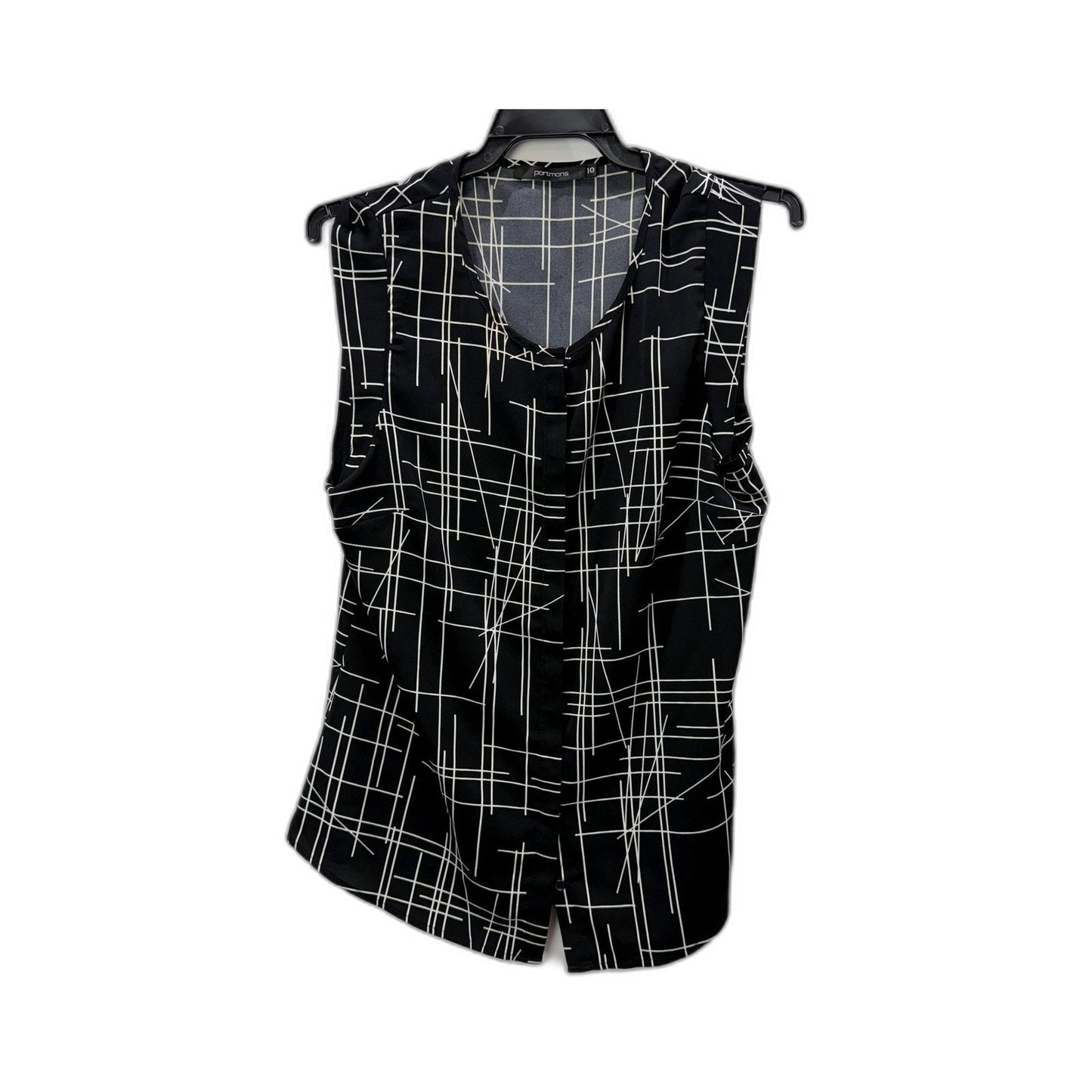 Portmans Womens Sleeveless Tank Shirt Black and White Grid Pattern Size 10