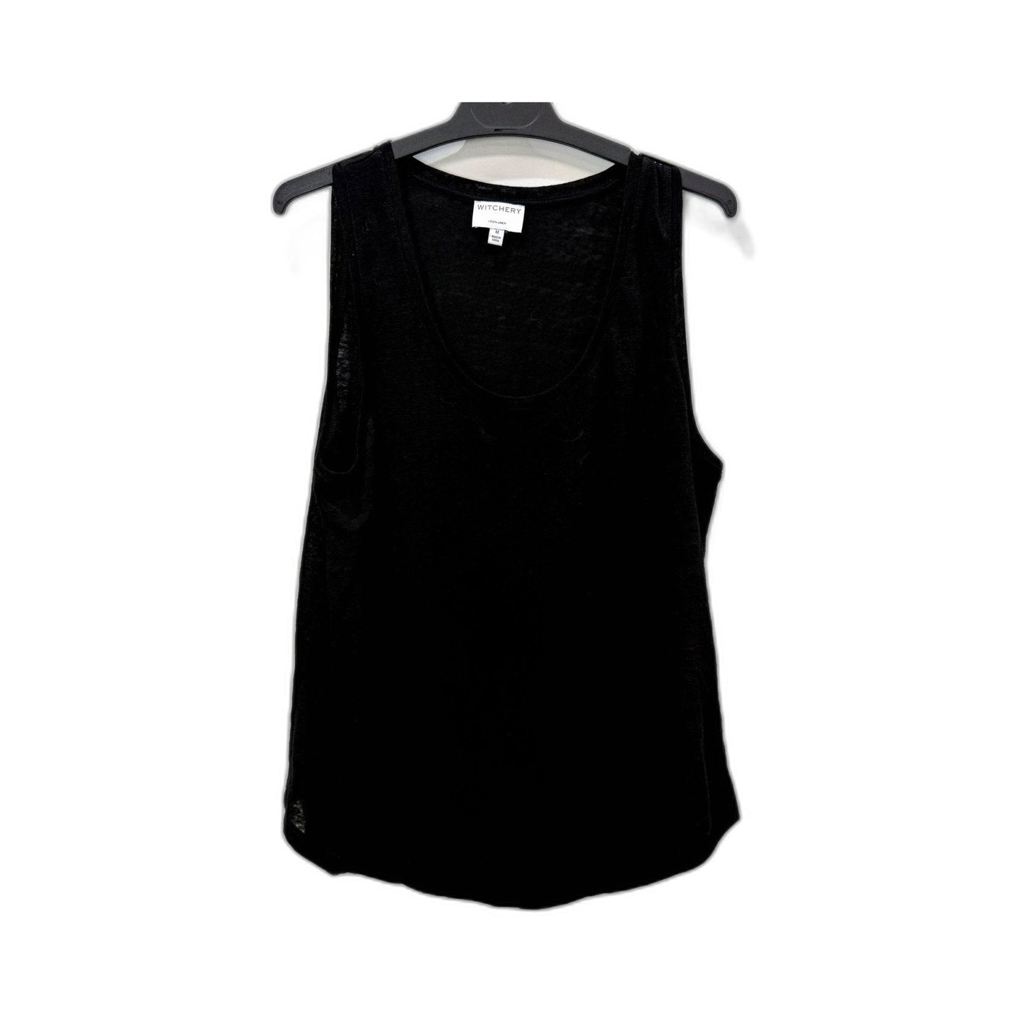 Witchery Womens Linen Tank Top in Black, Size M - Lightweight & Breathable
