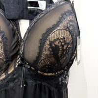 City Chic Boudoir Lingerie 2 Piece Set Womens in Black Lace Mesh, Size M NEW