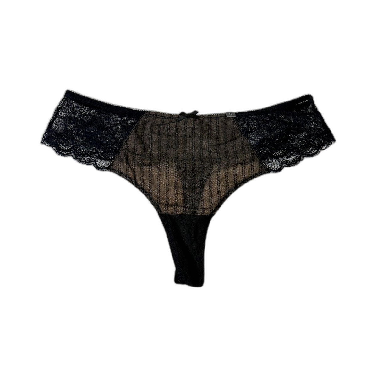 City Chic Boudoir Lingerie 2 Piece Set Womens in Black Lace Mesh, Size M NEW