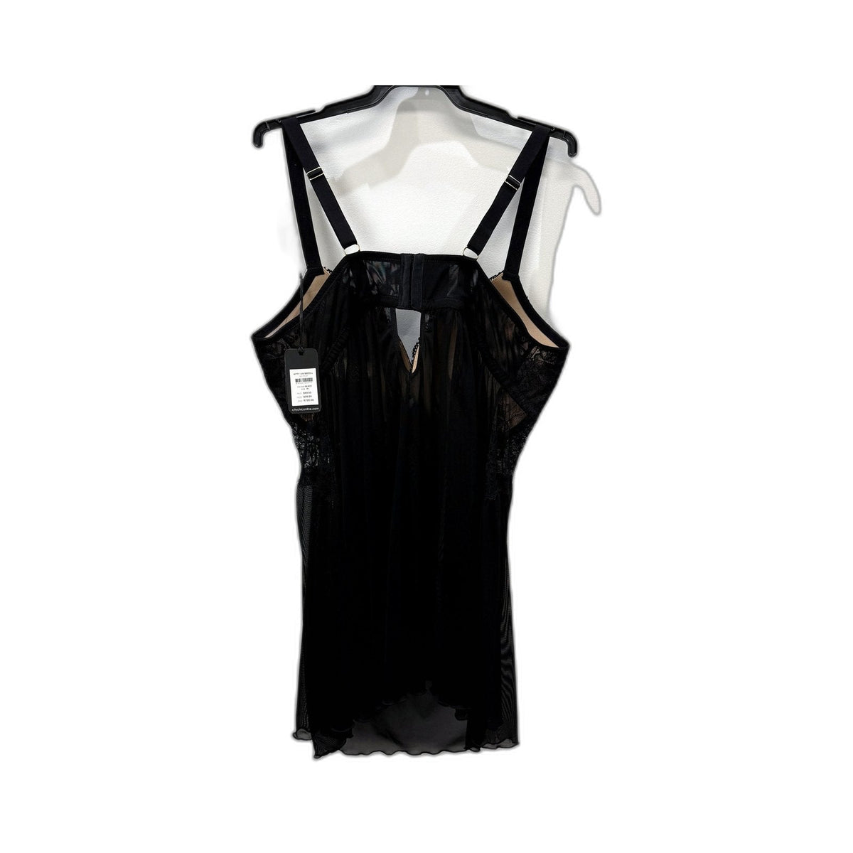 City Chic Boudoir Lingerie 2 Piece Set Womens in Black Lace Mesh, Size M NEW