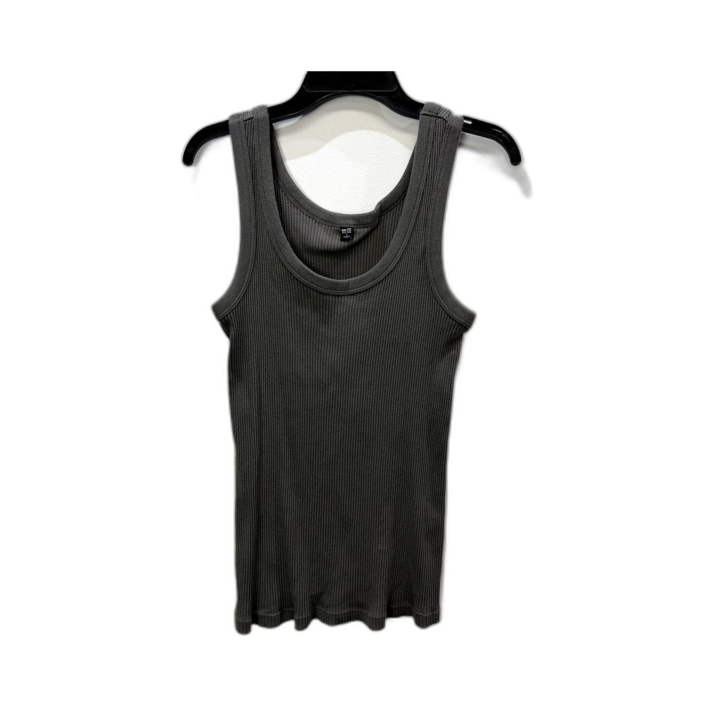 Uniqlo Womens Ribbed Tank Top in Gray, Soft Stretchy Knit, Size Small