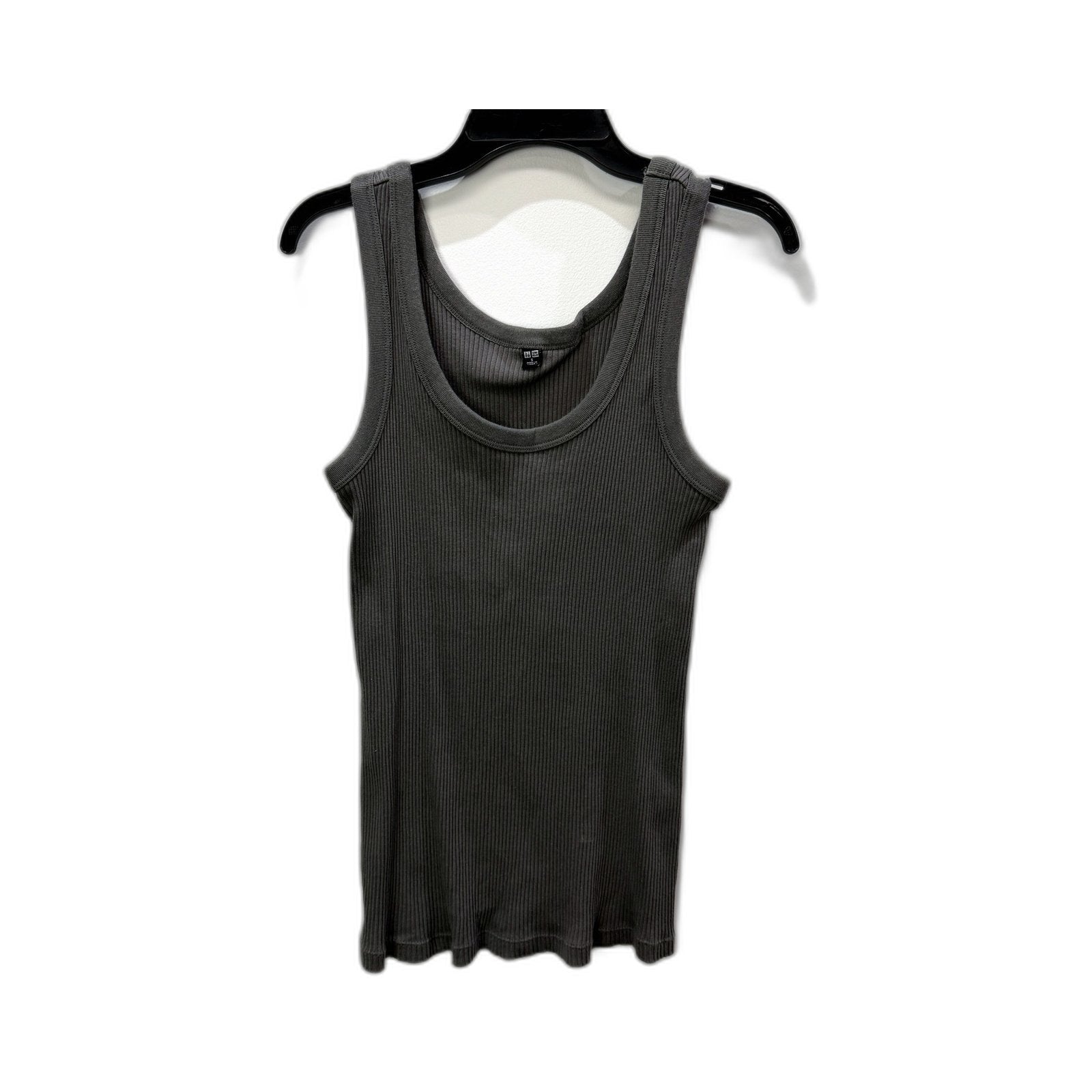 Uniqlo Womens Ribbed Tank Top in Gray, Soft Stretchy Knit, Size Small