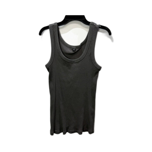 Uniqlo Womens Ribbed Tank Top in Gray, Soft Stretchy Knit, Size Small