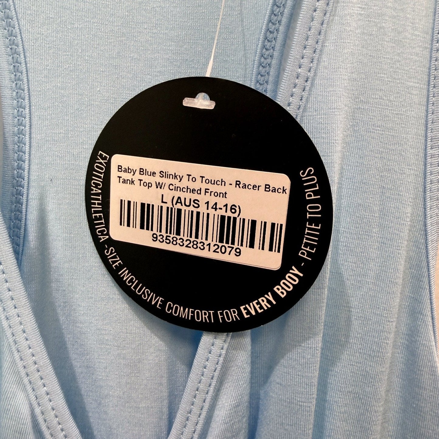 Exotica Womens Slinky Racer Back Tank Top Baby Blue Size L (AUS 14-16) NEW