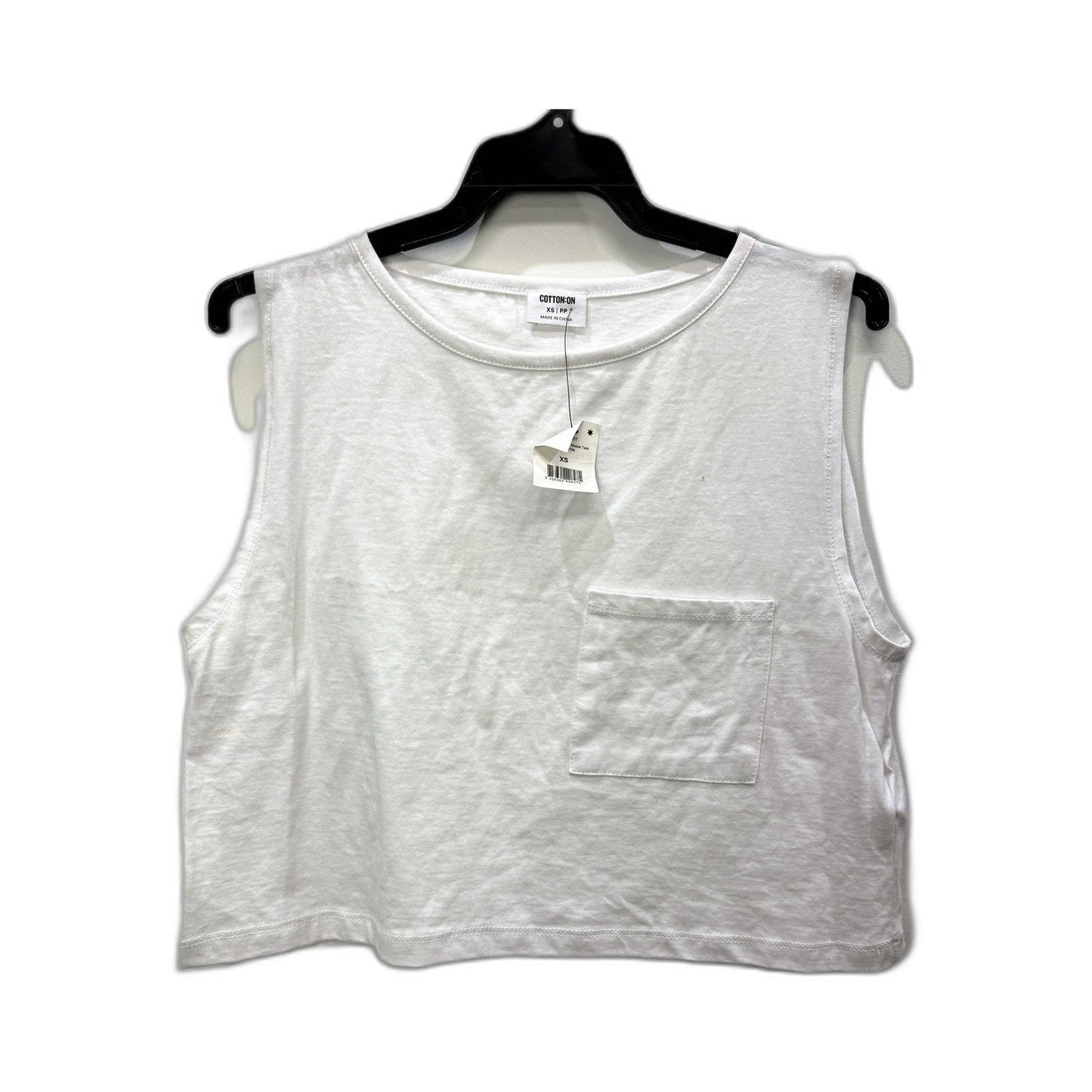 Cotton-on Womens Boyfriend Chop Muscle Tank White Sleeveless Crop Top Size NEW