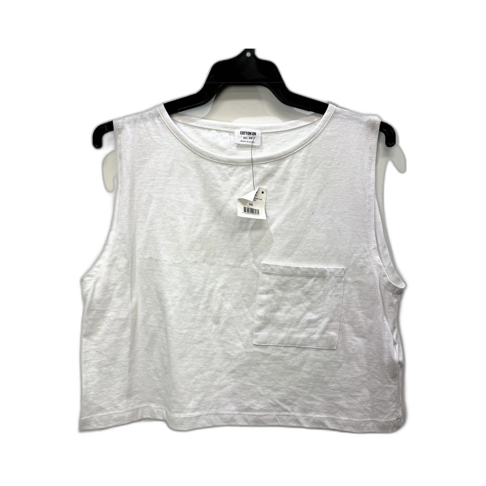 Cotton-on Womens Boyfriend Chop Muscle Tank White Sleeveless Crop Top Size NEW