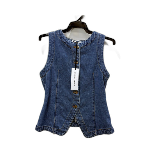 Stndrd Denim Womens Sleeveless Distressed Vest in Blue, Size S/10 NEW