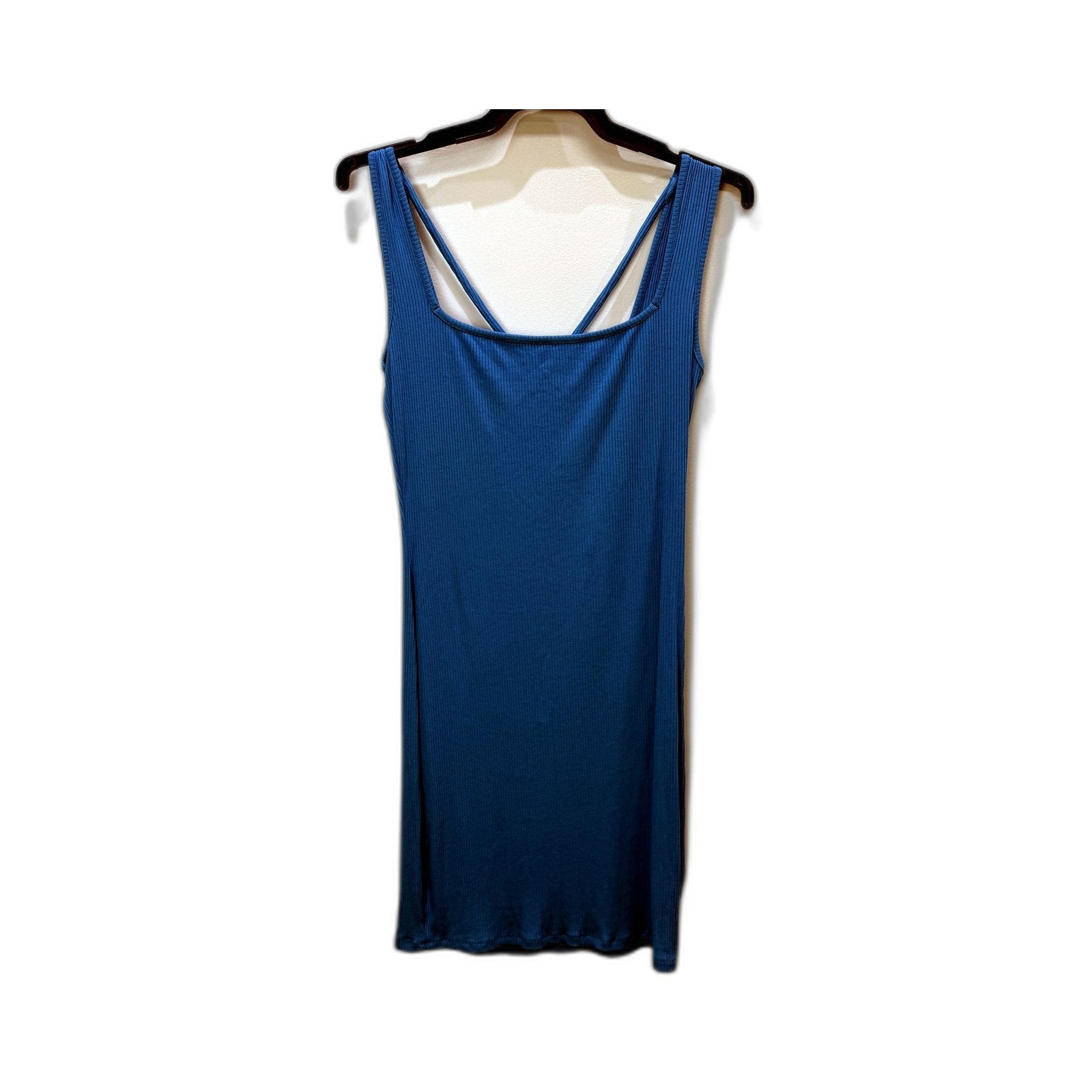 NA-KD Womens Ribbed Backless Singlet Dress in Blue, Size M