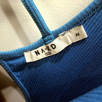 NA-KD Womens Ribbed Backless Singlet Dress in Blue, Size M