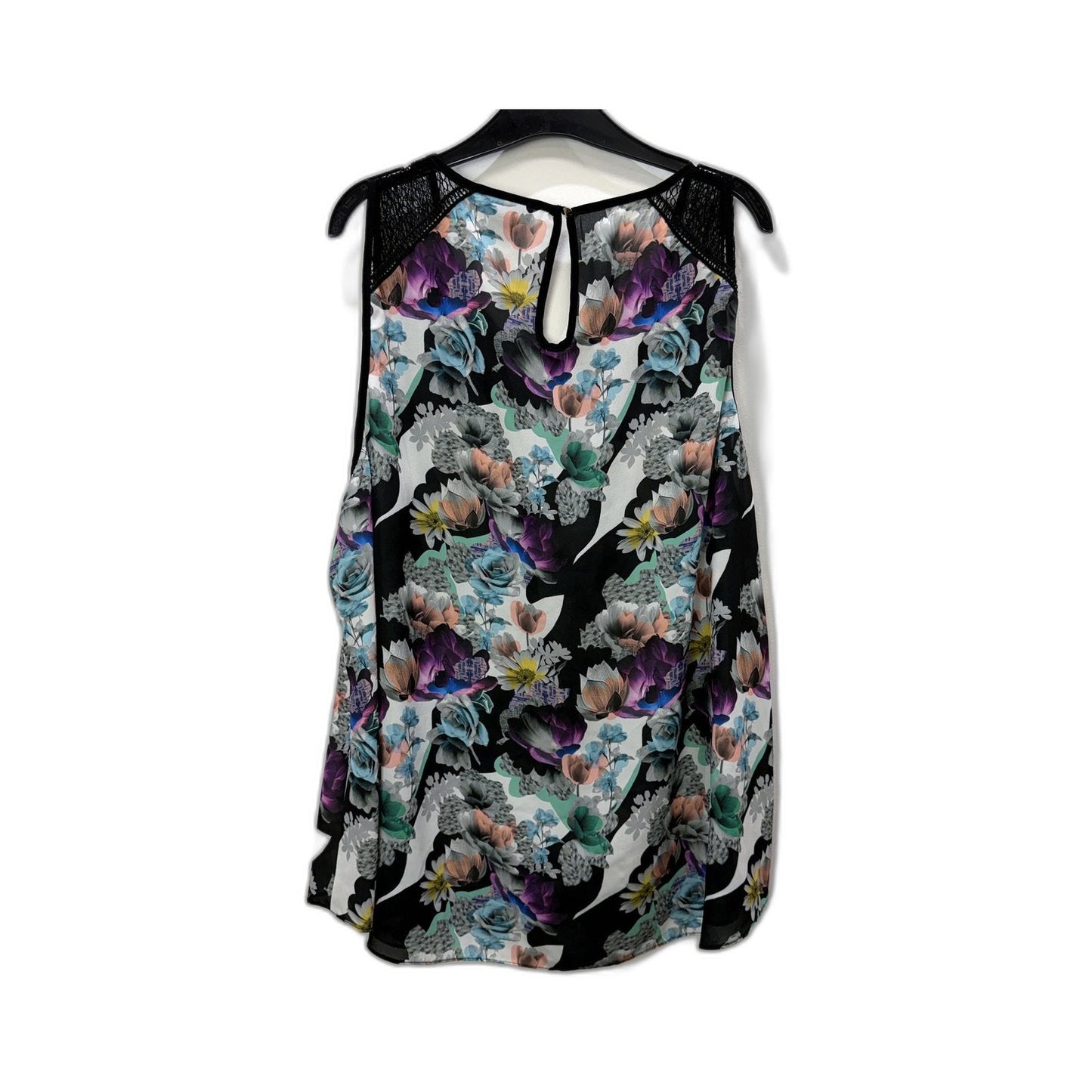 City Chic Womens Floral Print Sleeveless Tank Top in Multi Color Sz XL
