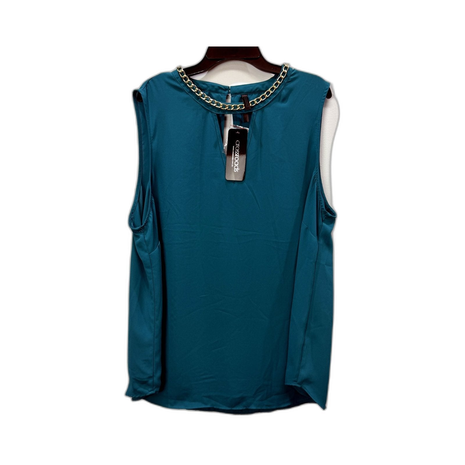 Crossroads Womens Midnight Garden Bright Teal Tank Top Size 18 NEW
