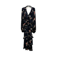 City Chic Womens Maxi Elodie Floral Print Wrap Dress Navy Bluebell Size XXL NEW
